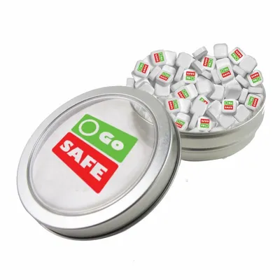 Small Top View Tin - Imprinted Square Mints - Custom Canvas Now
