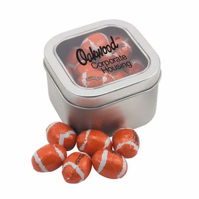 Window Tin with Chocolate Footballs - SBF2700 - Custom Canvas Now