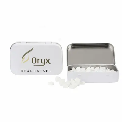 Rectangular Tin with House Shaped Mints - Custom Canvas Now
