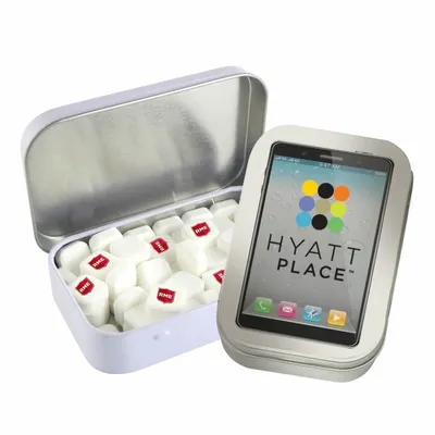 Rectangular Tin with Imprinted Square Mints - Custom Canvas Now