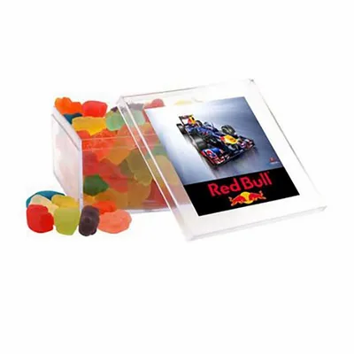 Clever Candy Large Square Acrylic Candy Box with Gummy Bears - Custom Canvas Now