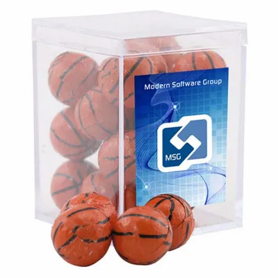Acrylic Box with Chocolate Basketballs - Small - Custom Canvas Now