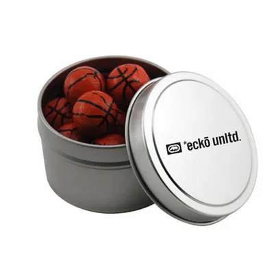 Round Tin with Chocolate Basketballs - SBF3100 - Custom Canvas Now