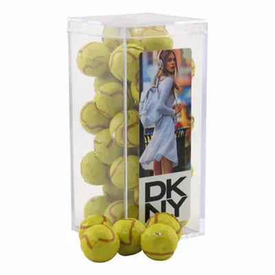 Acrylic Box with Chocolate Tennis Balls - Medium - Custom Canvas Now