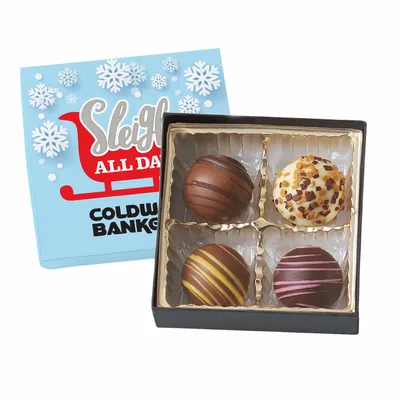 Truffle Gift Box Full Color Lid with 4 Truffles - Custom Canvas Now