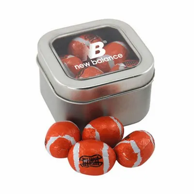 Window Tin with Chocolate Footballs - SBF2500 - Custom Canvas Now