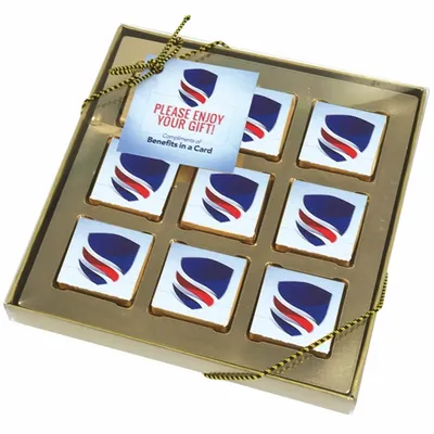 Nine Piece Chocolate Foiled Square Gift Box - Custom Canvas Now