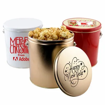 1 Gallon Gift Tin with Caramel Popcorn - Custom Canvas Now