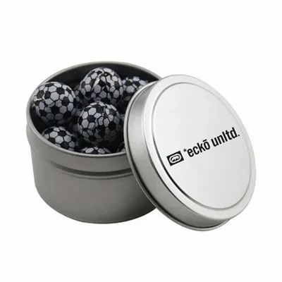 Round Tin with Chocolate Soccer Balls - SBF3100 - Custom Canvas Now