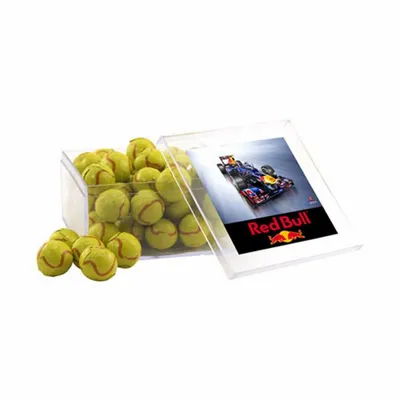 Acrylic Box with Chocolate Tennis Balls - Large - Custom Canvas Now