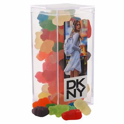 Clever Candy Large Rectangle Acrylic Candy Box with Gummy Bears - Custom Canvas Now