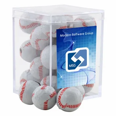 Acrylic Box with Chocolate Baseballs - Small - Custom Canvas Now