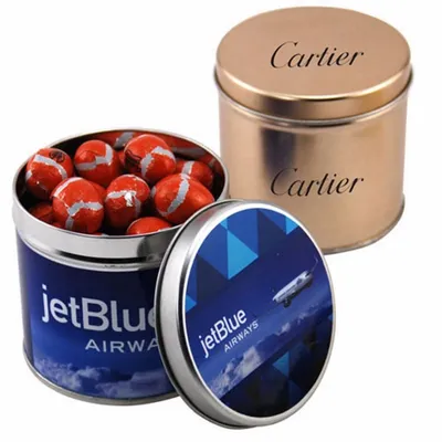 Round Tin with Chocolate Footballs - SBF4100 - Custom Canvas Now