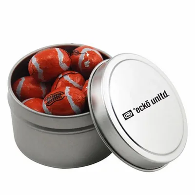 Round Tin with Chocolate Footballs - SBF3100 - Custom Canvas Now