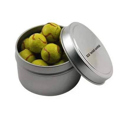 Round Tin with Chocolate Tennis Balls - SBF3100 - Custom Canvas Now