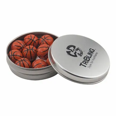 Round Tin with Chocolate Basketballs - SBF2900 - Custom Canvas Now