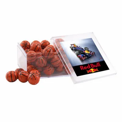 Acrylic Box with Chocolate Basketballs - Large - Custom Canvas Now