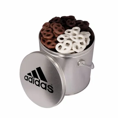 One Gallon Tin with Choc Mini Pretzels - Custom Canvas Now