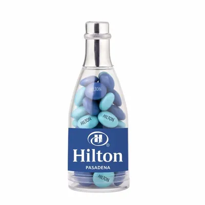Champagne Bottle with Imprinted Chocolate Buttons - Custom Canvas Now