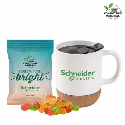 Cork Bottom Mug with Compostable bag of Gummy Bears - Custom Canvas Now