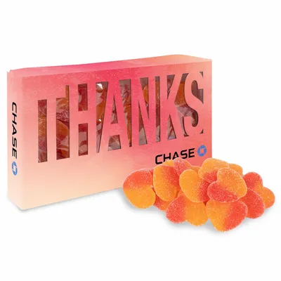 Thanks Die Cut Box with Sour Peachy Hearts - Custom Canvas Now