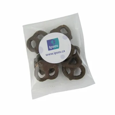 1oz. Goody Bags - Milk Chocolate Mini Pretzels - Custom Canvas Now