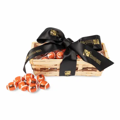 Gift Basket with Chocolate Footballs - Custom Canvas Now