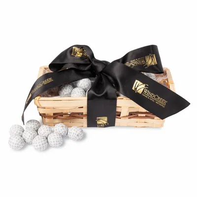 Gift Basket with Chocolate Golf Balls - Custom Canvas Now