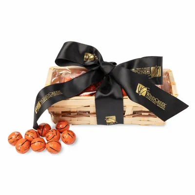 Gift Basket with Chocolate Basketballs - Custom Canvas Now