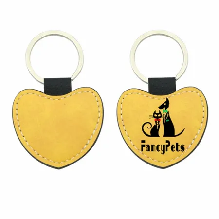 Full-Color Heart Leather Keychain