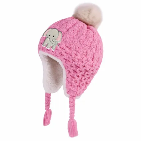 Cutesy Pom Acrylic Kid Beanies with Earflaps - Custom Canvas Now