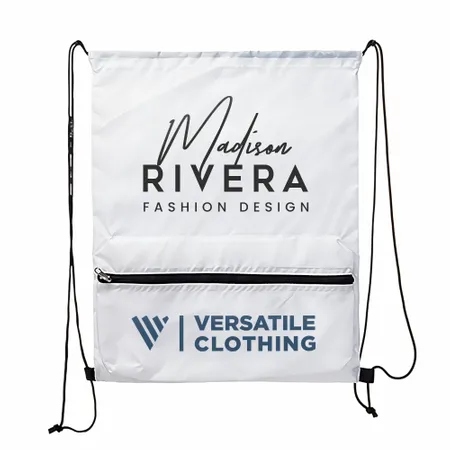 Zip Pocket Drawstring Bag Zip Pocket Drawstring Bag - Custom Canvas Now