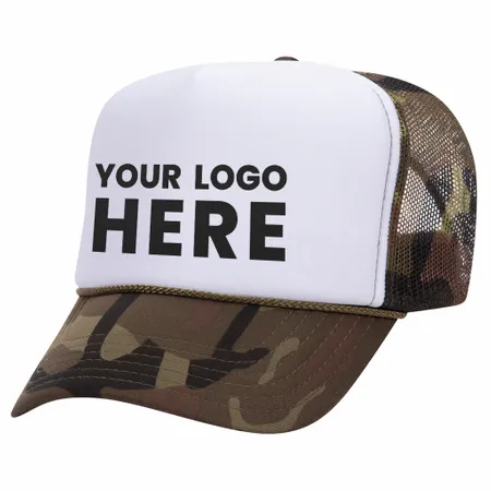 Otto 49-158 5-Panel High Crown Foam Trucker Hat - Camo - Custom Canvas Now