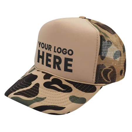 Nissun CPC - Foam Trucker Hat Camo, 5-Panel Camouflage Cap - Custom Canvas Now