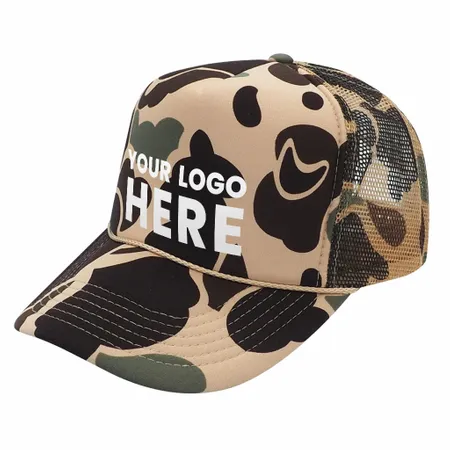 Nissun CSC - Foam Trucker Camo Hat, 5-Panel Camouflage Cap - Custom Canvas Now