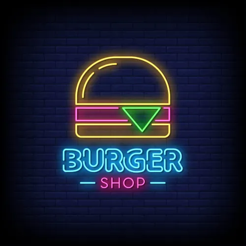 Burger Shop Neon Sign - Custom Canvas Now