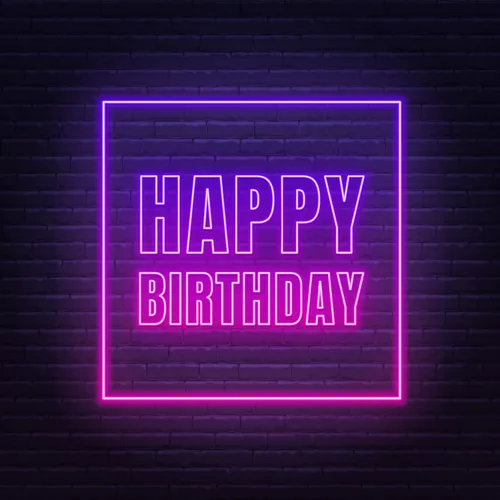Happy Birthday Framed Neon Sign - Custom Canvas Now