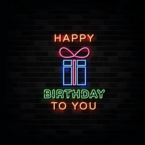 Happy Birthday To You with Gift Neon Sign - Custom Canvas Now