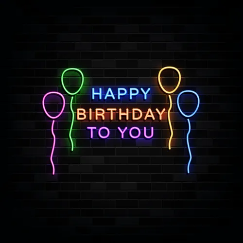 Happy Birthday To You with Balloons Neon Sign - Custom Canvas Now