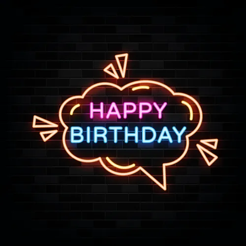 Happy Birthday in Bubble Thought Neon Sign - Custom Canvas Now
