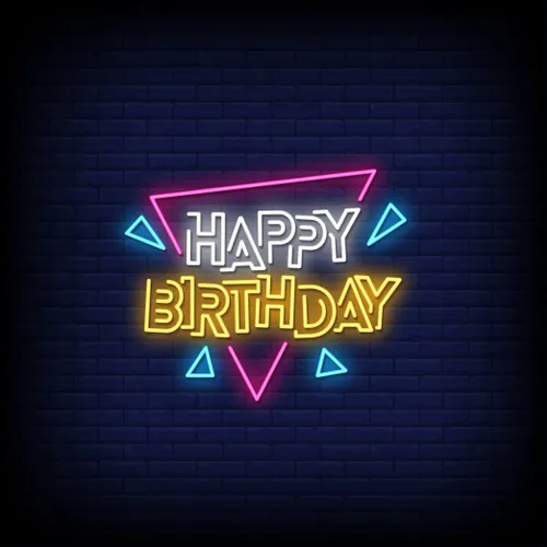 Angles Happy Birthday Neon Sign - Custom Canvas Now