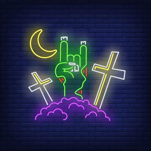 Devil Horn Zombie Hand Gesture Neon Sign - Custom Canvas Now