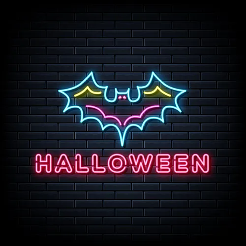 Halloween Neon Sign with Bat - Custom Canvas Now