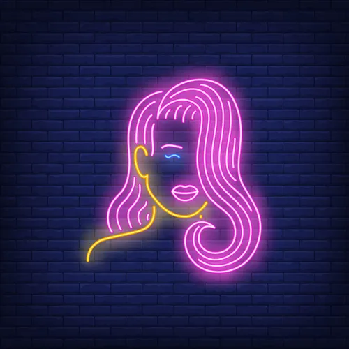 Girl with Pink Hair Neon Sign - Custom Canvas Now