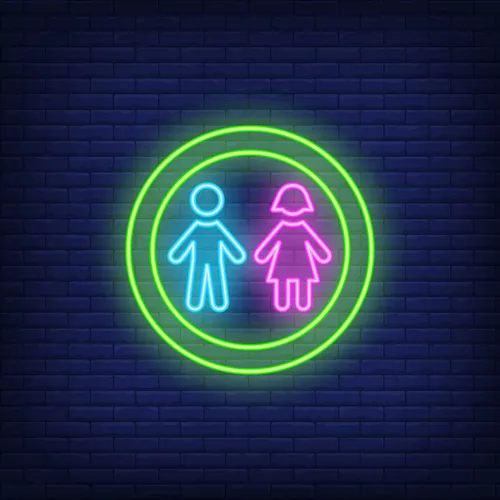 Boy & Girl Silhouettes Circle Neon Sign - Custom Canvas Now
