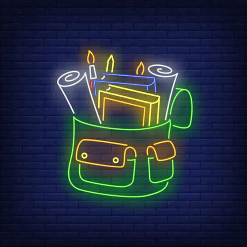 Backpack With Stationery Neon Sign - Custom Canvas Now