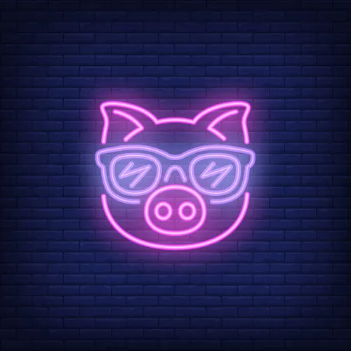 Cute Cartoon Pink Pig Sunglasses Neon Sign - Custom Canvas Now