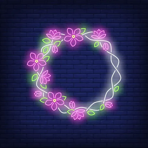Floral Round Frame Neon Sign - Custom Canvas Now