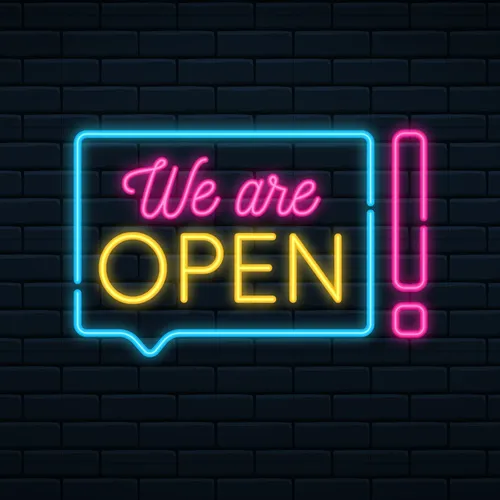 We Are Open Neon Sign - Custom Canvas Now