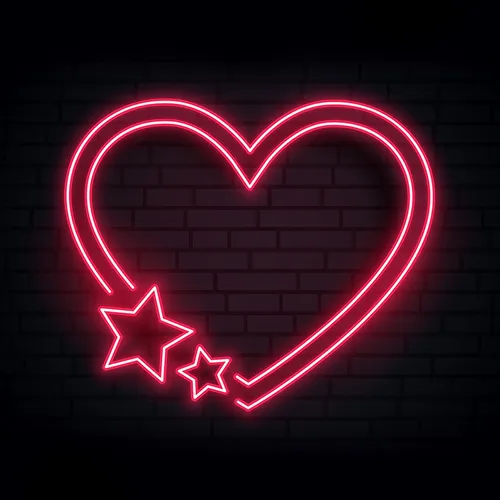 Red Love Heart Star Neon Sign - Custom Canvas Now